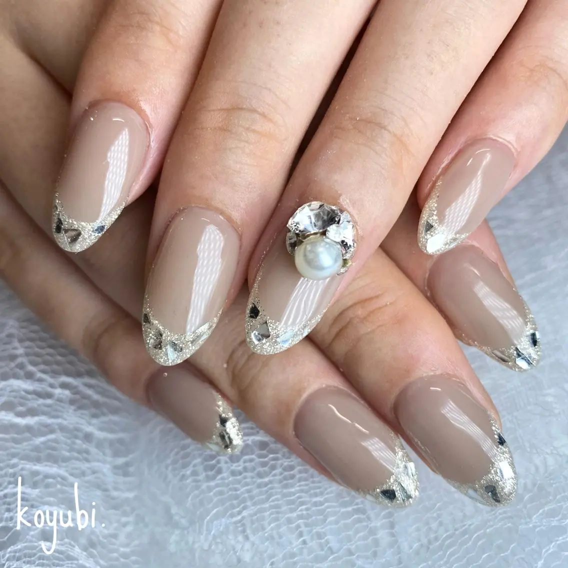【ハンドオフなし】現金のみガラスフレンチ パラジェル＋1100円 ベースカラー＋1100円パーツは別の写真