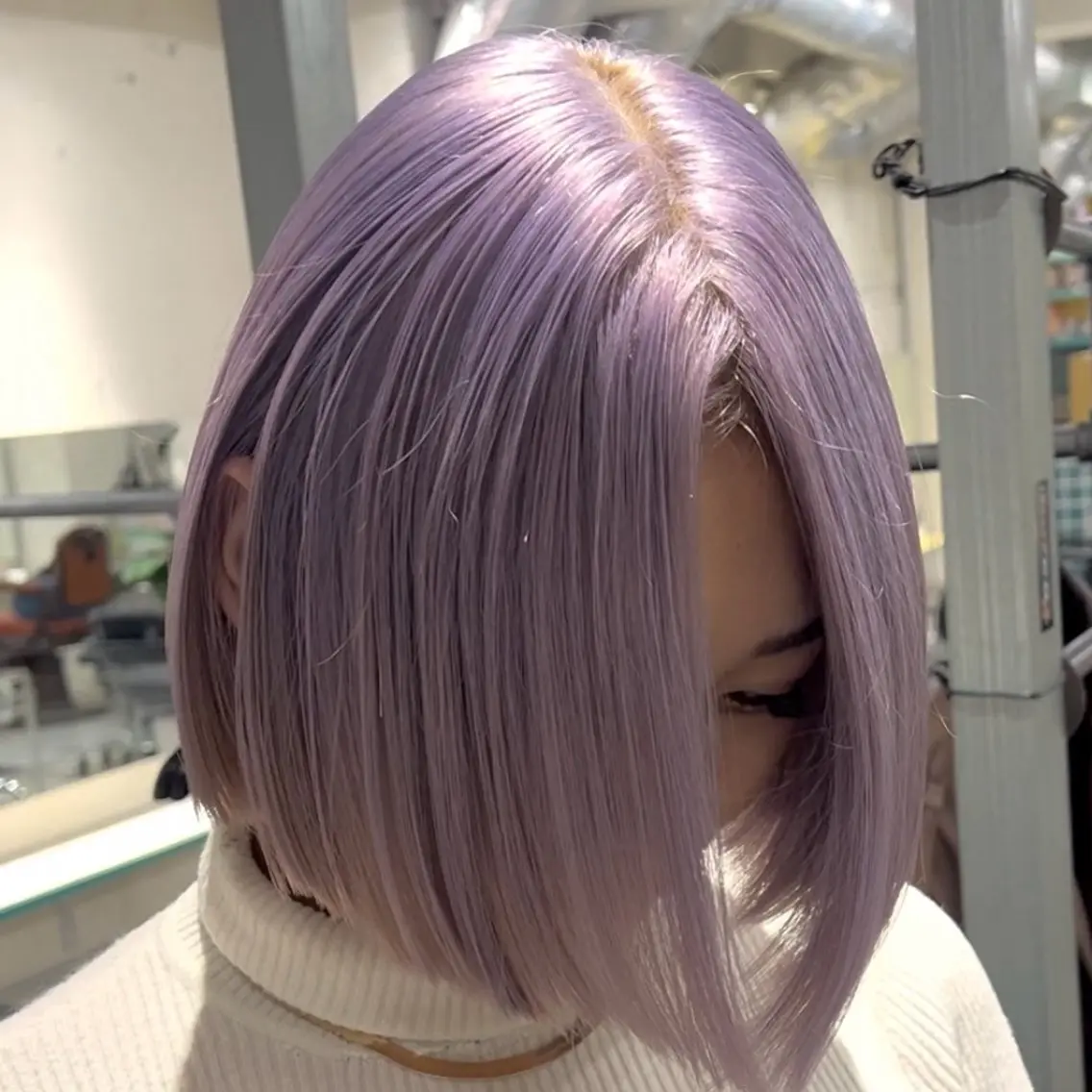 ミディアム カラー ブリーチ 透明感カラー ラベンダーカラー ボブ ⚡️ハイトーン/ デザインカラー⚡️のヘアスタイル