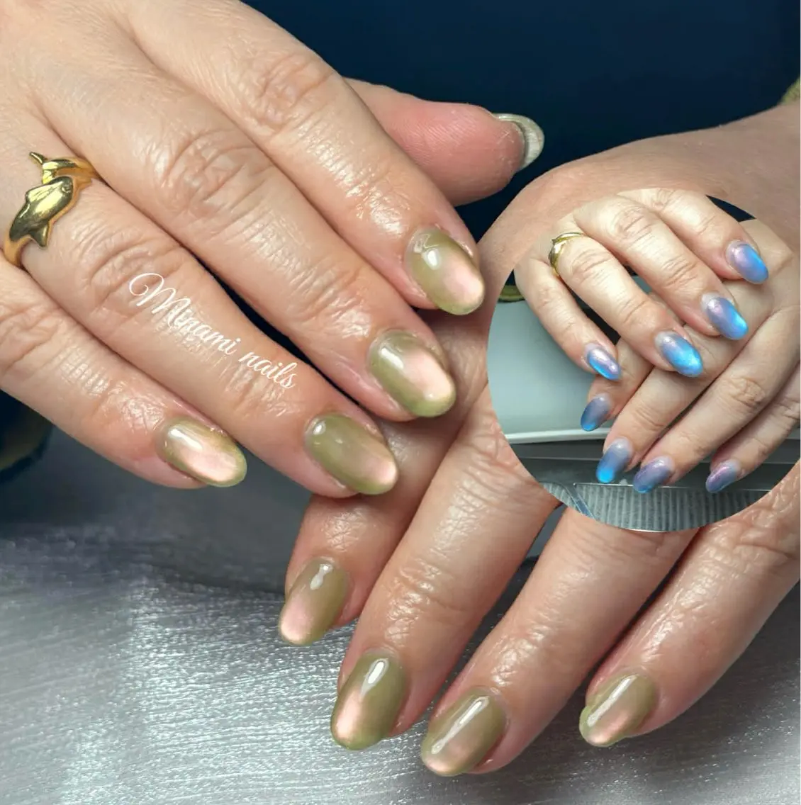 ネイル アートネイル オーロラネイル ガーリー キラキラネイル 韓国ネイル ハンドネイル Minami Nailsのネイルデザイン