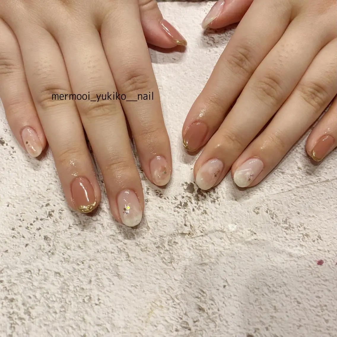 ネイル フレンチネイル 韓国ネイル ミラーネイル ニュアンスネイル ネイルチップ mermooi nailのネイルデザイン