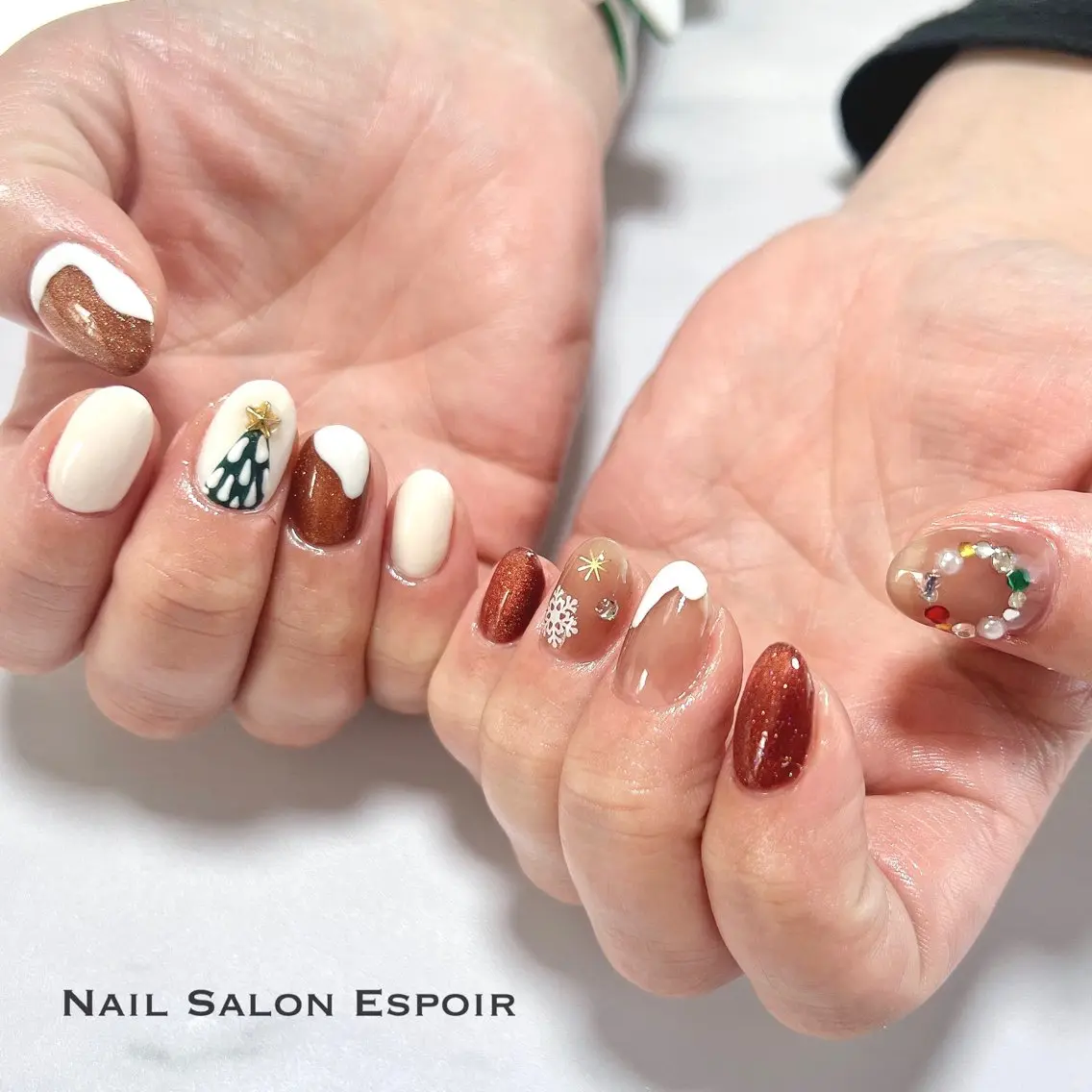 ネイル 冬ネイル クリスマス ハンドネイル Nail Salon Espoirのネイルデザイン