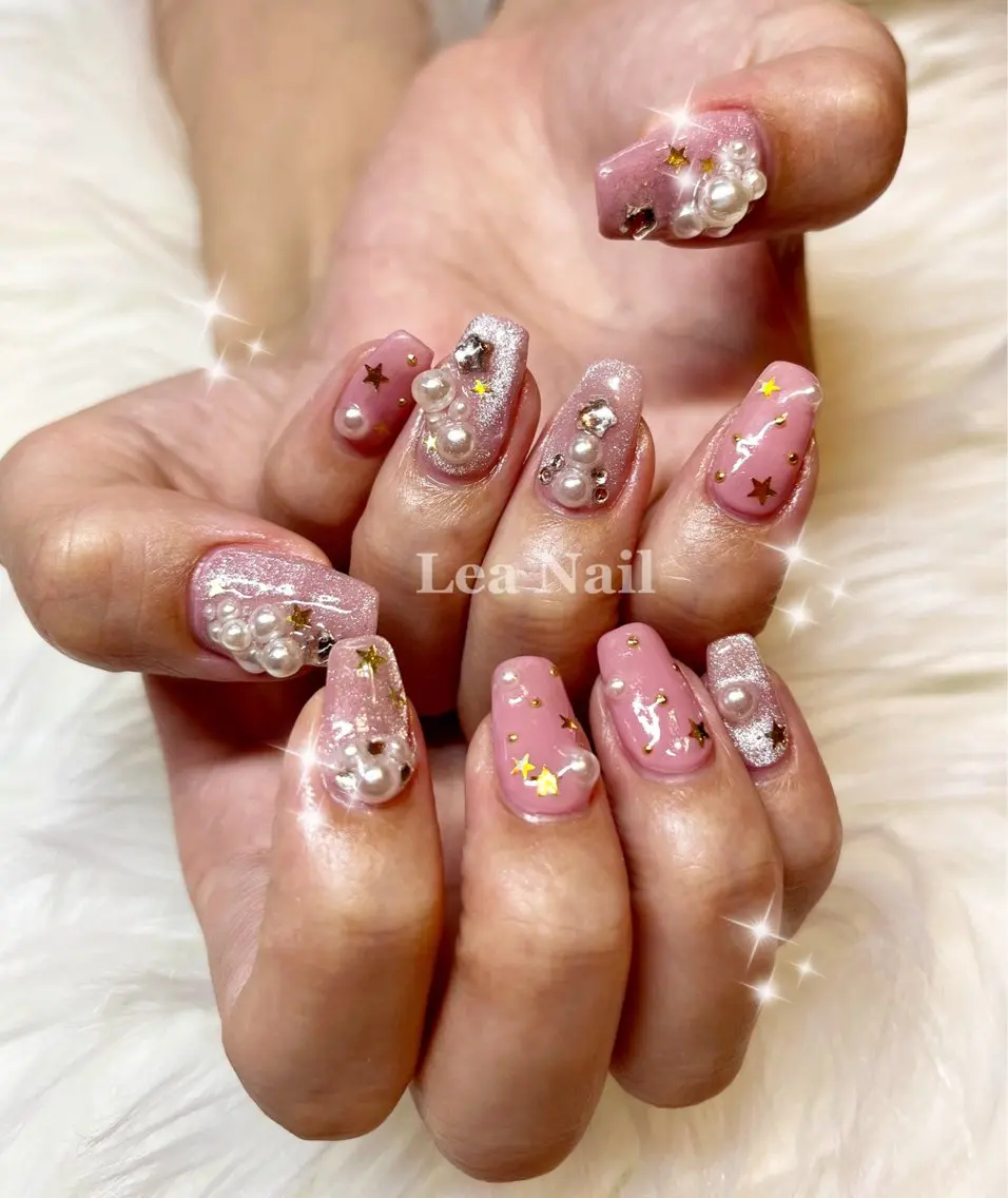ネイル おそろいネイル オレンジ Lea Nailのネイルデザイン
