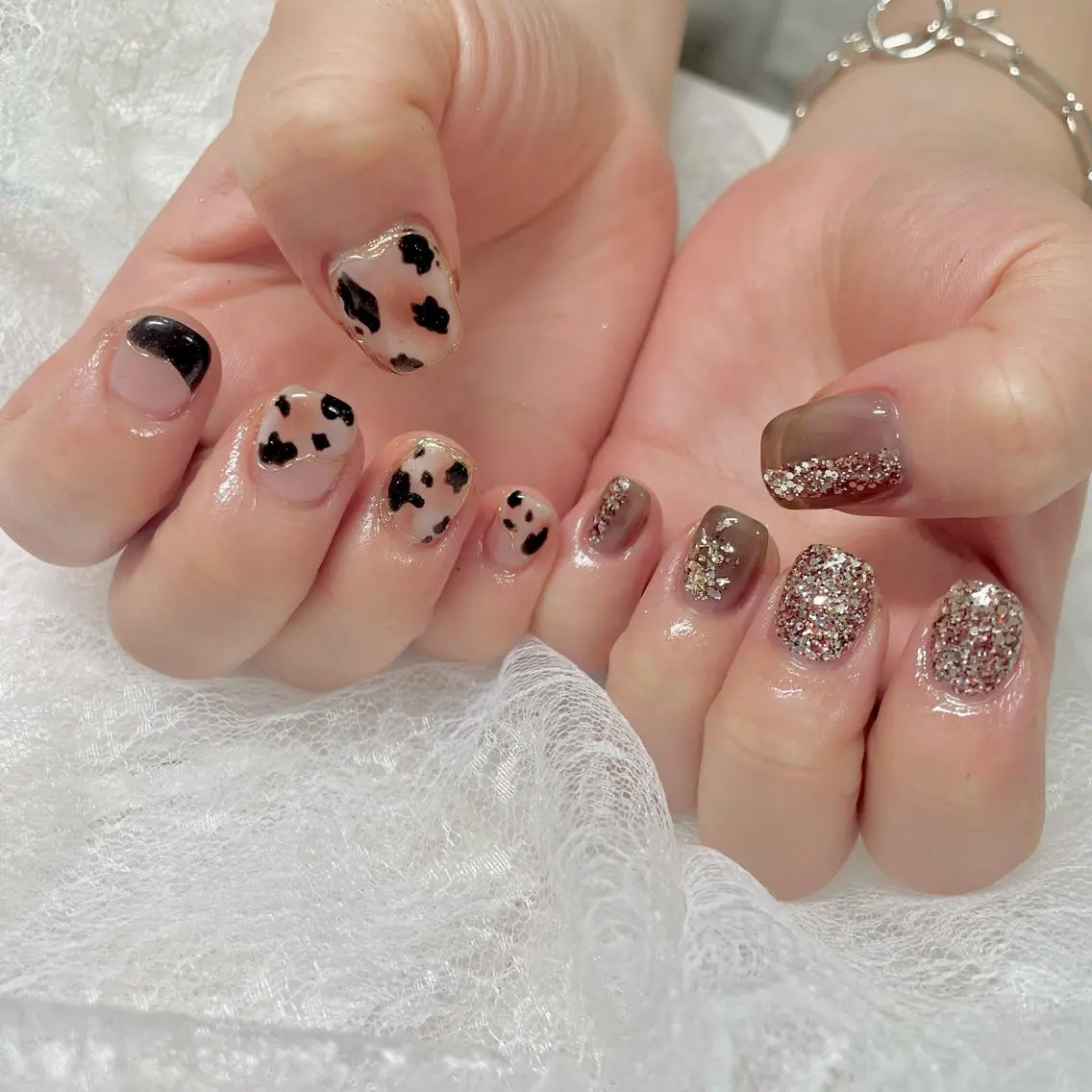 ネイル アニマル柄 ジェルネイル ミラーネイル パラジェル J terrace Nailのネイルデザイン