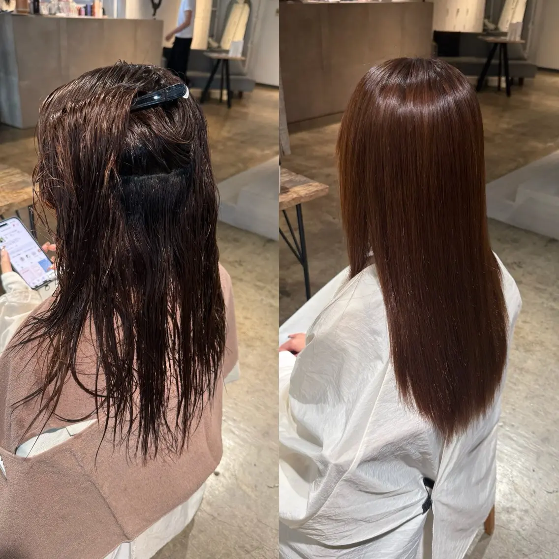 ロング パーマ 縮毛矯正 縮毛矯正 🫧艶髪縮毛矯正/ 透明感カラー/みきのヘアスタイル