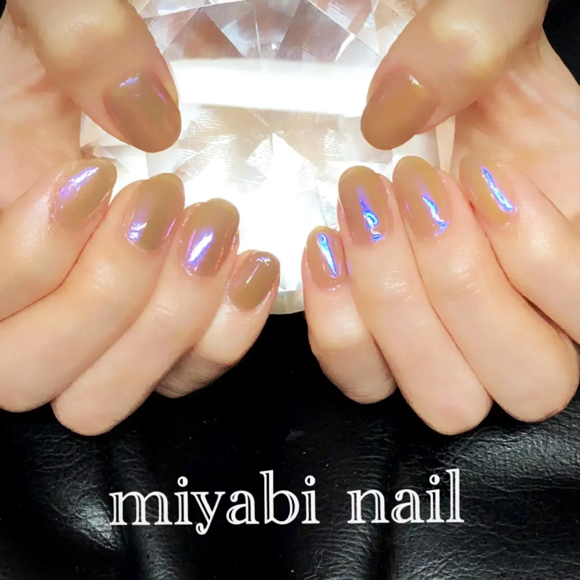 ネイル オーロラネイル ブルー グリーン 韓国ネイル ミラーネイル ハンドネイル miyabi nail 桂川駅近くのネイルデザイン