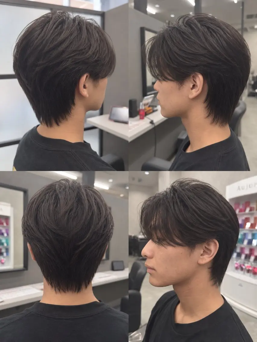 ショート メンズ センターパート ダウンパーマ メンズ韓国風 メンズパーマ くびれヘア 韓国メンズヘア専門 Aimu./松下晃輝のヘアスタイル