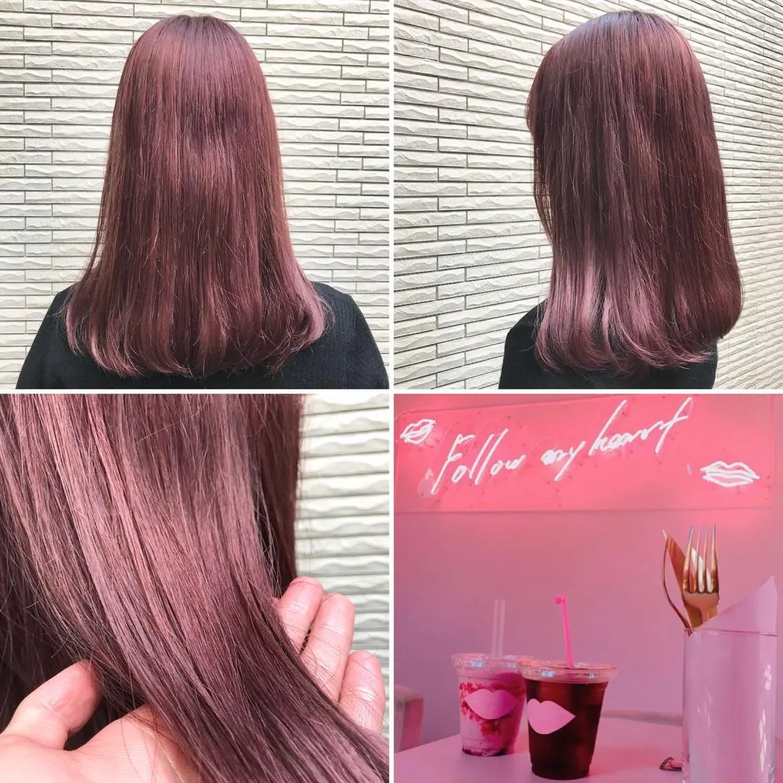 セミロング カラー アッシュ ピンクカラー ヘアカラー トリートメント ✨️眉毛、派手髪、 ハイトーンShinの眉毛・アイブロウイメージ