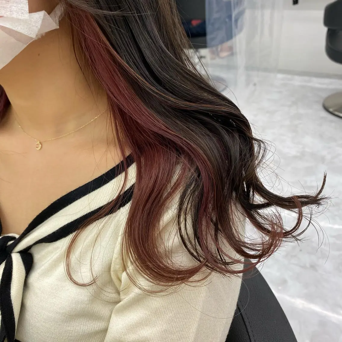 セミロング カラー ヘアアレンジ カット ヘアカラー mai🍑暖色カラー /レイヤー💖のヘアスタイル