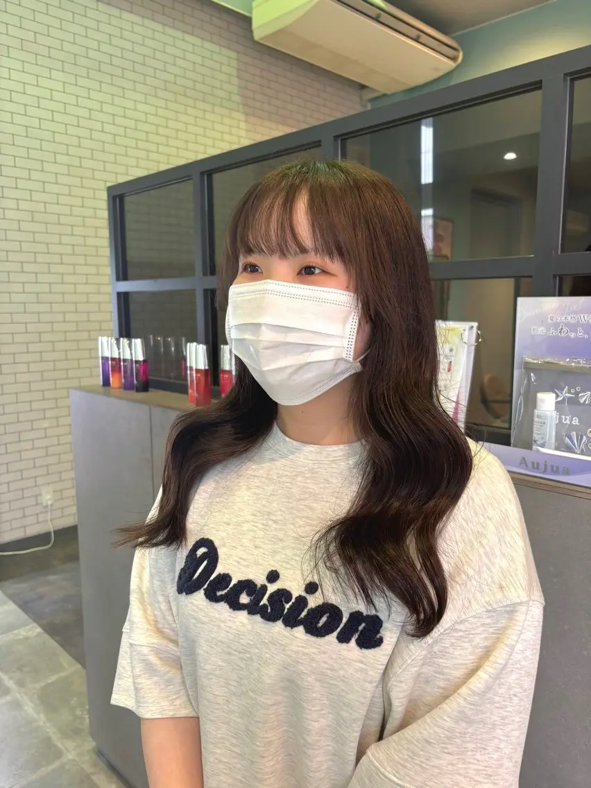 ロング カラー グレージュ オレンジ カット 🫧古田 穂香🫧カットモデルのヘアスタイル