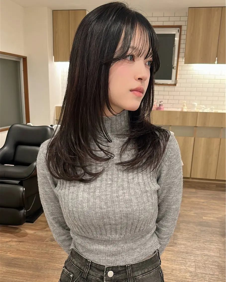 ロング カラー ハイライトカラー ハッシュカット ハイレイヤー ハイライト 韓国風ヘア カット ヘアカラー 白髪ぼかしハイライト レイヤー川口　元気のヘアスタイル