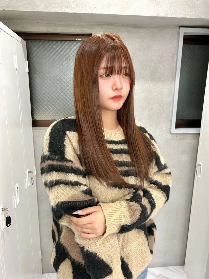 ロング カラー ブリーチ ブラウンカラー ダブルカラー ブリーチなしカラー shizuna/平尾 /カラー/髪質改善のヘアスタイル