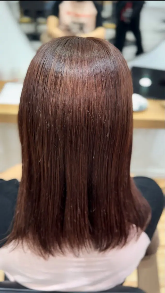 セミロング オレンジブラウン ヘアカラー トリートメント 透明感イルミナカラー /寒色/MOMOKAのヘアスタイル