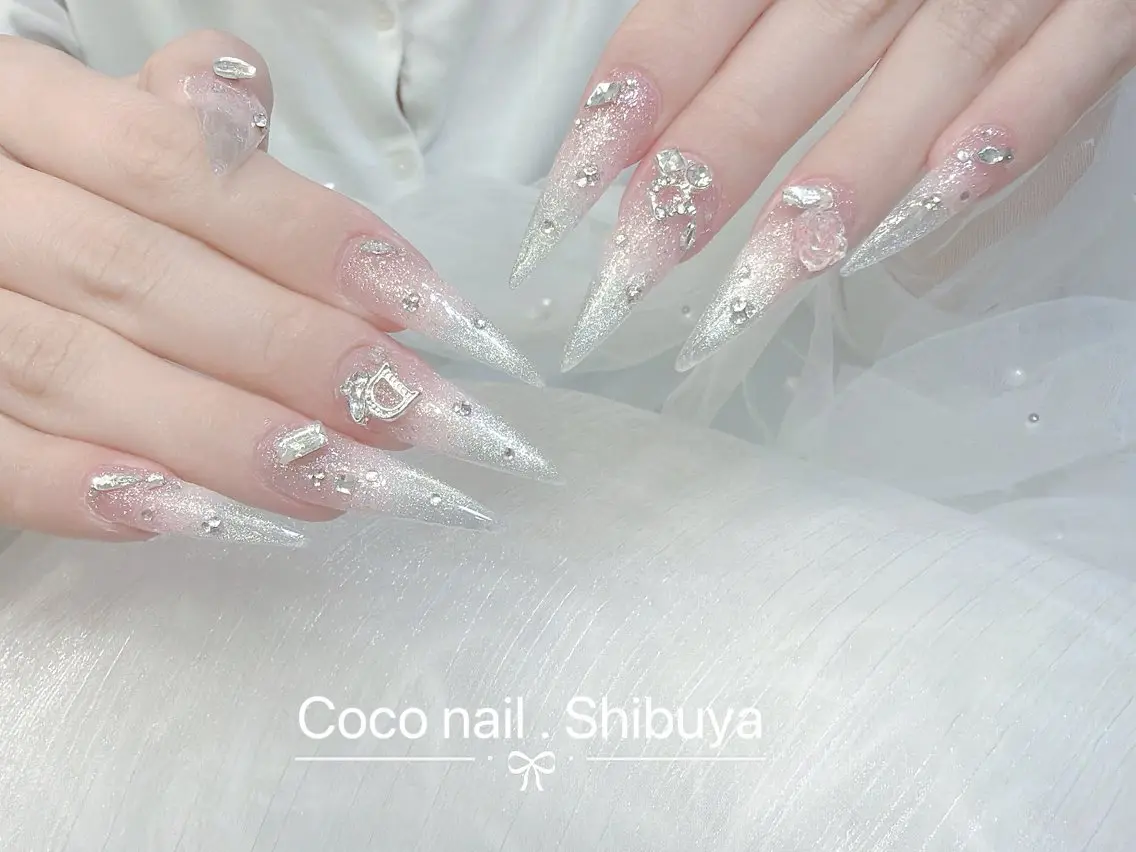 ロング カラー ピンクカラー ロング ハンドネイル CoCo Nail 長さ出し専門店のネイルデザイン