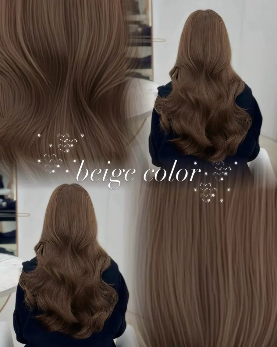 ロング カラー miyuu/ベージュ ブリーチなしWカラーのヘアスタイル