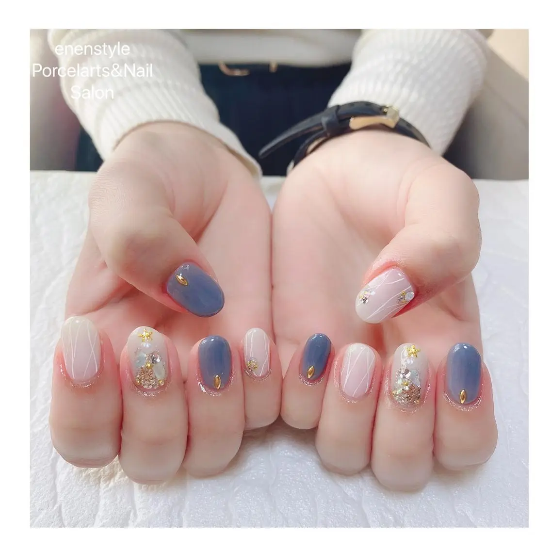 ミディアム ネイル ハンドネイル 🐾enen style 🐾のネイルデザイン