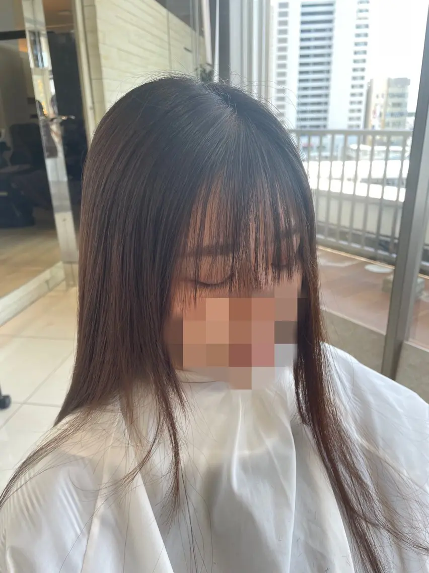 ロング 縮毛矯正 ちぐさ/暖色/ ワンカラー🤍のヘアスタイル