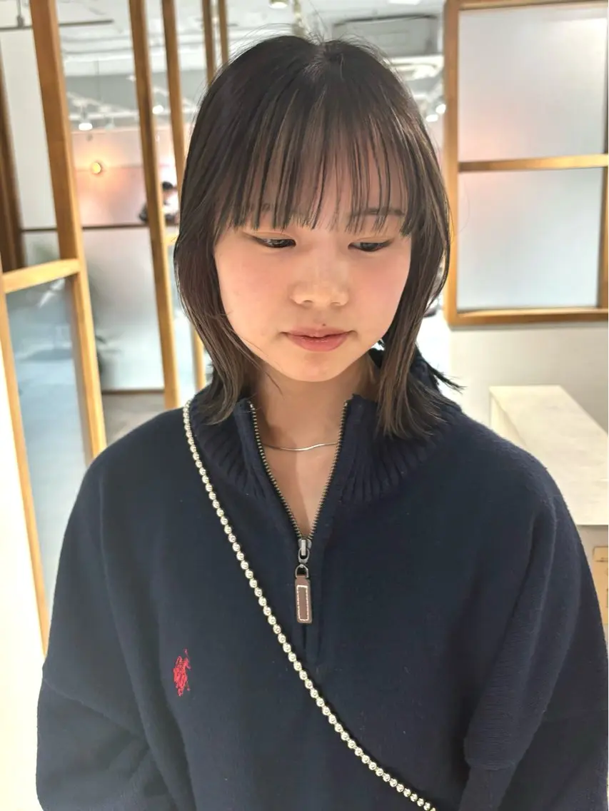 ミディアム カラー カット ヘアカラー mei|顔まわり ×透明感カラーのヘアスタイル