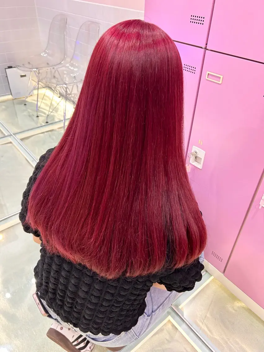 ロング カラー ダブルカラー レッドカラー バイオレットカラー ヘアカラー レイン🌏🌱 似合わせ/ハイトーンのヘアスタイル