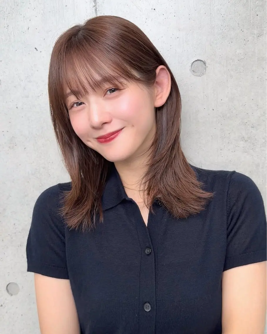 ミディアム カラー パーマ ヘアアレンジ カット ヘアカラー トリートメント 🌱透明感カラー🌱 レイヤー/コウスケのヘアスタイル