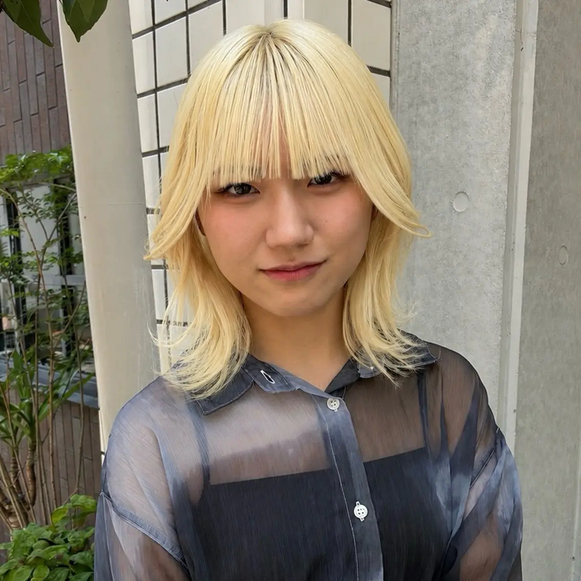 セミロング 顔まわりレイヤー 顔周りカット ハッシュカット 韓国風ヘア レイヤーカット カット ヘアカラー トリートメント ハイトーン/レイヤー カット/TAKEのヘアスタイル