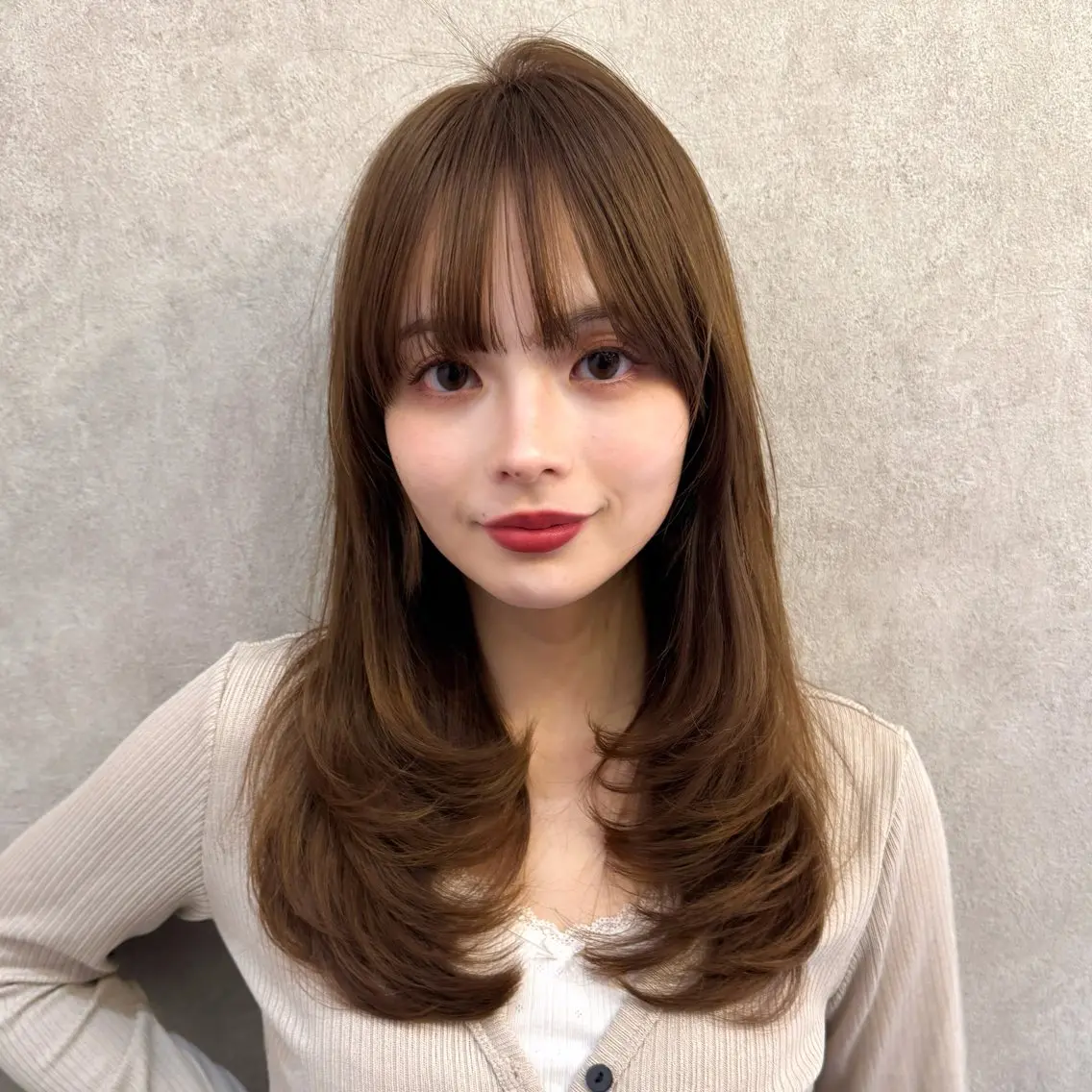 セミロング レイヤーカット カット ヘアカラー トリートメント 🎀しゅな/韓国 レイヤー/透明感♡のヘアスタイル
