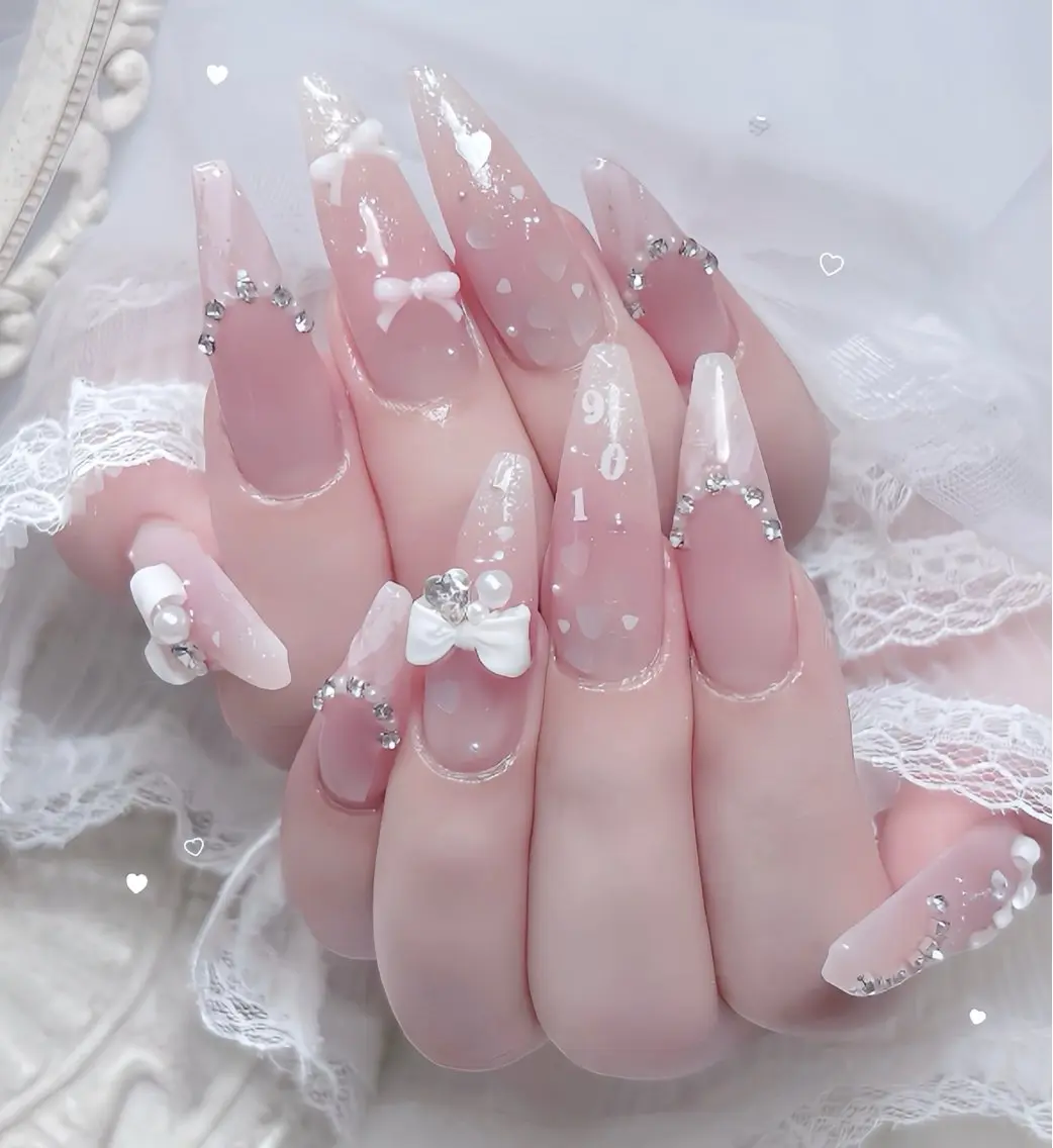 ネイル ブルー ジェルネイル ガーリー グラデーション グリーン ハンドネイル Rin Nail 新大久保店のネイルデザイン