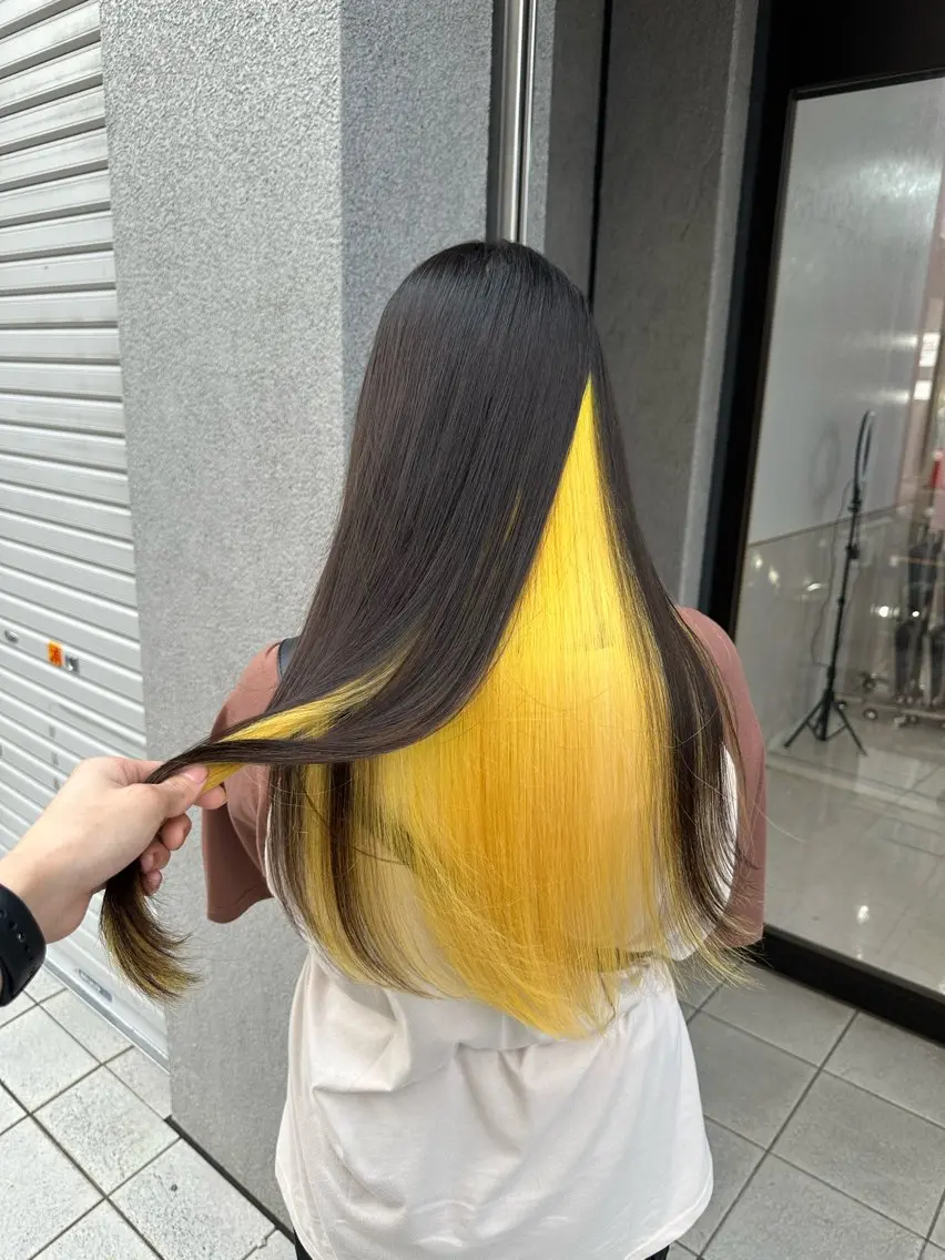 ロング カラー イエローカラー 🌙町田色落ち特化 🌙れいのヘアスタイル