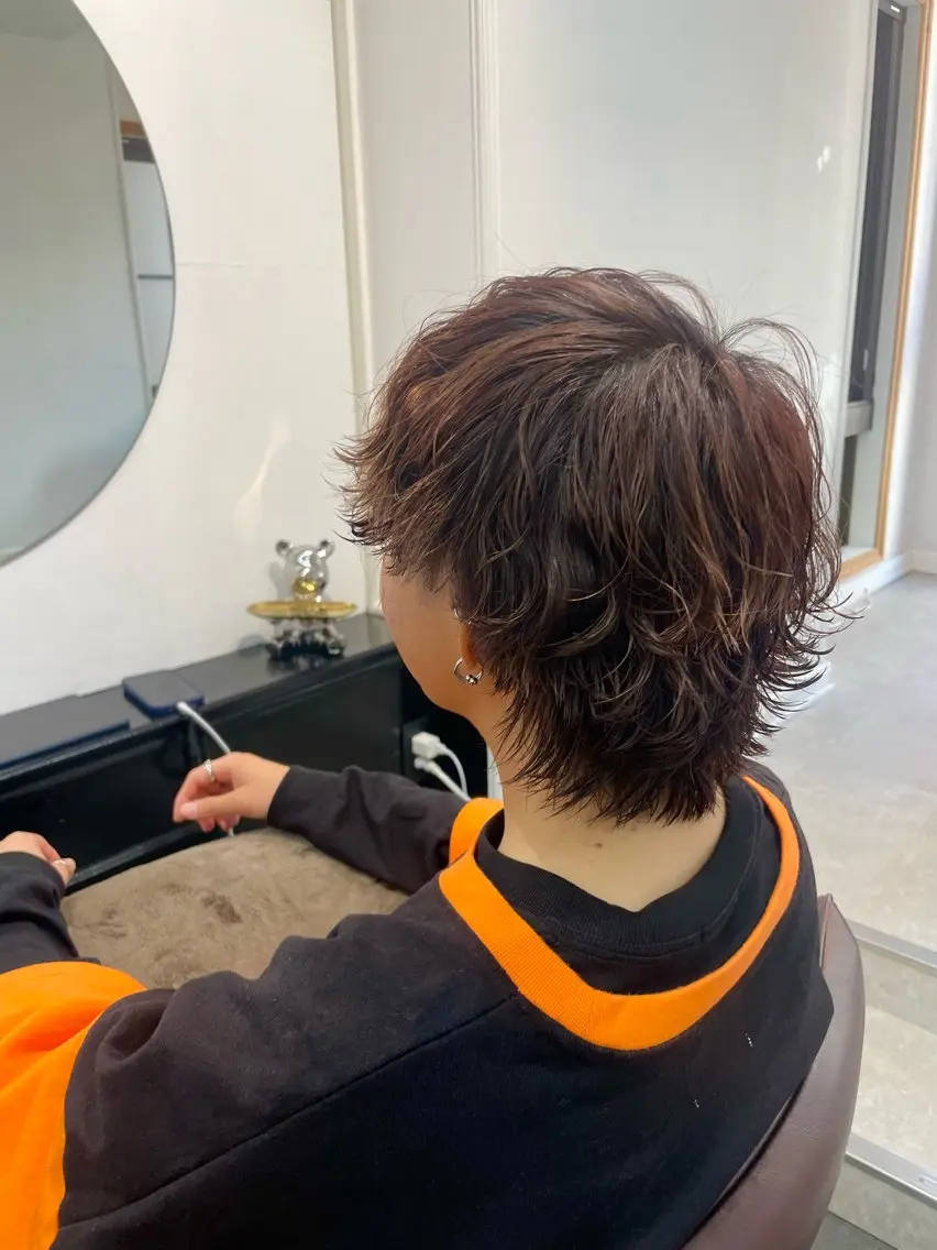 ショート パーマ メンズ カット パーマ 野町好花 レイヤー/髪質改善のヘアスタイル