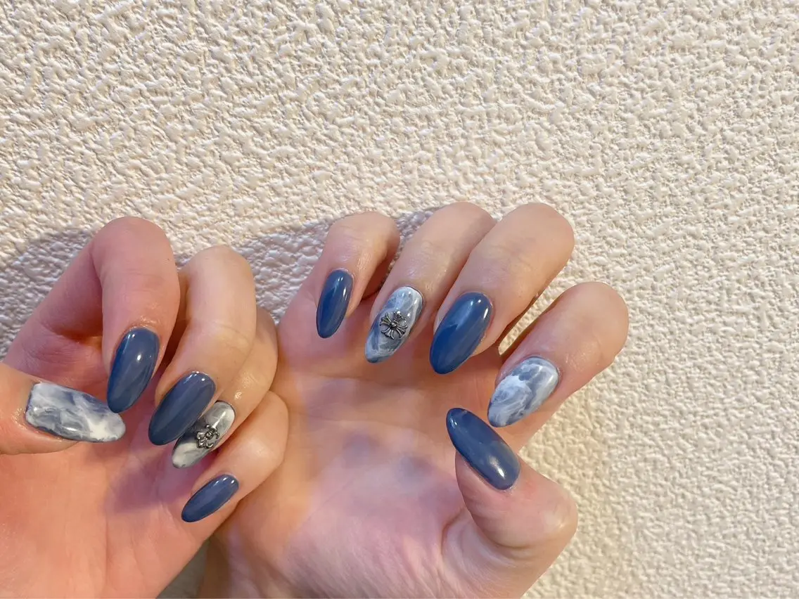 ネイル ジェルネイル 韓国ネイル 大理石ネイル(マーブル) メンズネイル パラジェル kiki nail たまプラーザのネイルデザイン