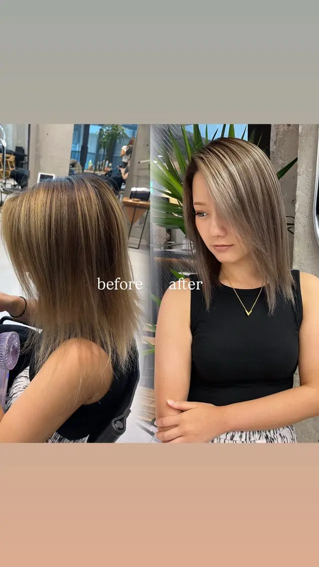 ミディアム ハイライト レイヤーカット 🌊ハイライト Rizu🌊のヘアスタイル