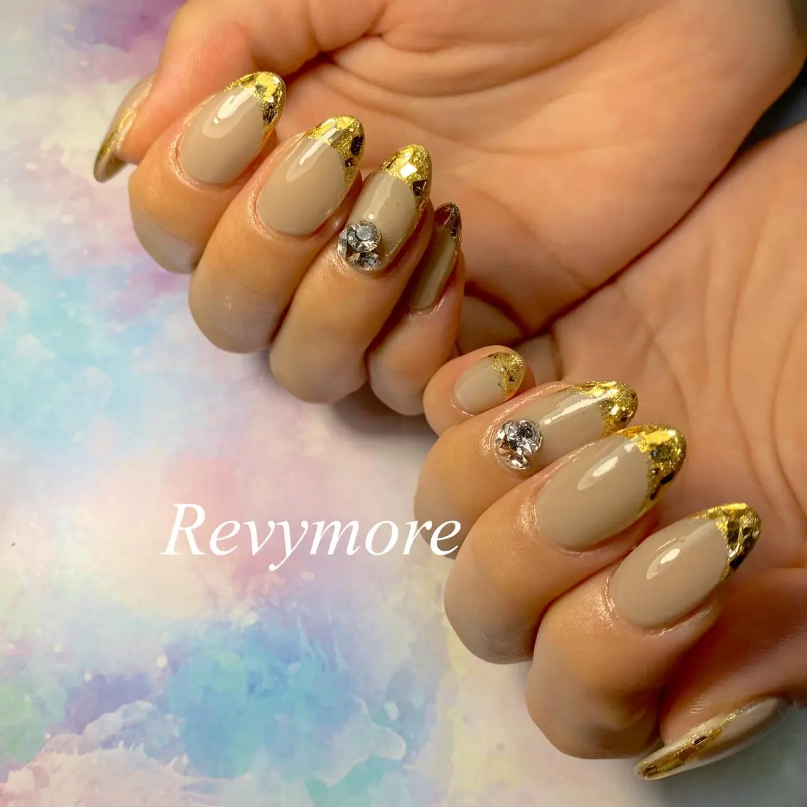 ミディアム ネイル ジェルネイル シンプルネイル nail salon Revymoreのネイルデザイン