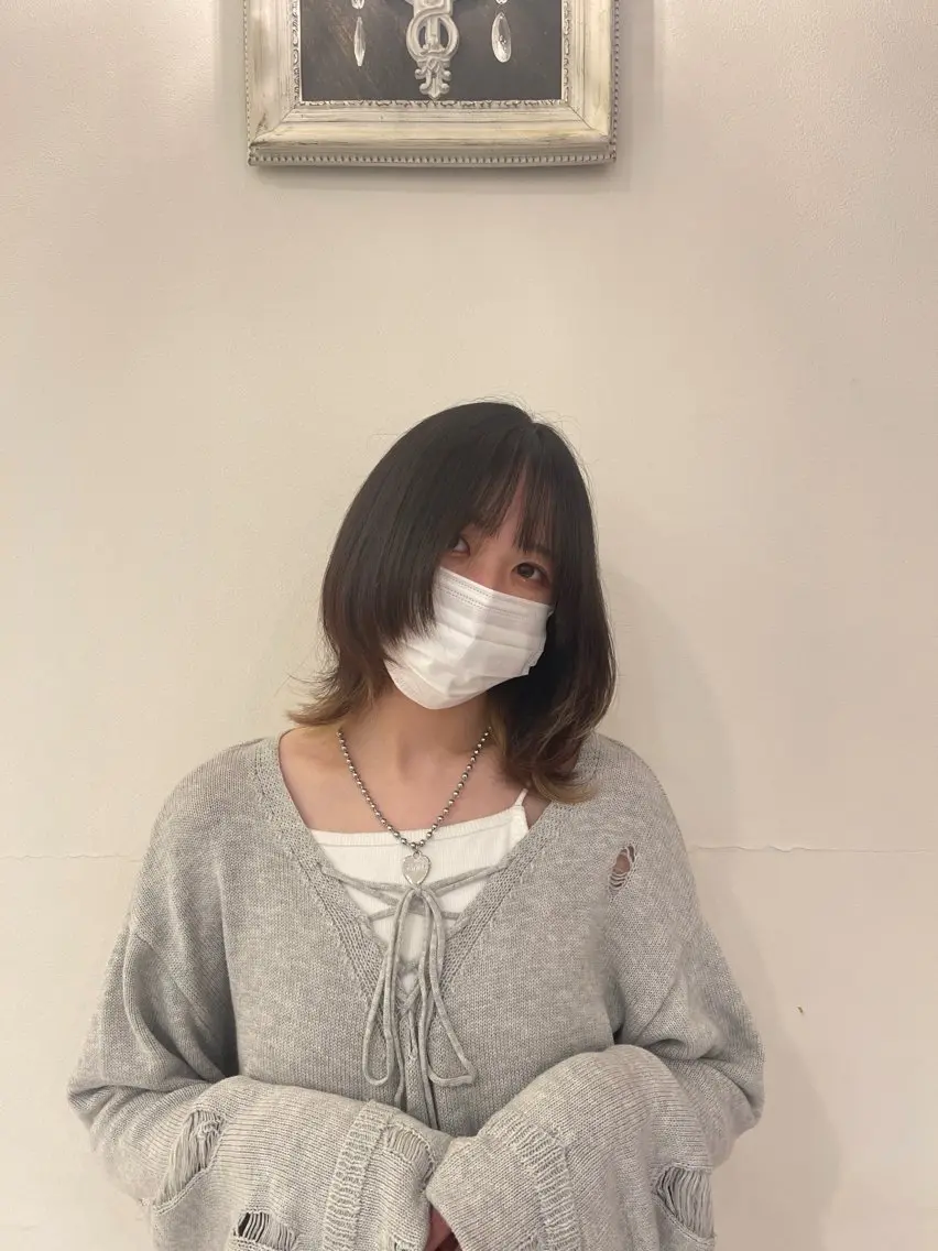 ミディアム ボブ 顔まわりレイヤー レイヤーカット ウルフカット ウルフレイヤー 仲間 楓のヘアスタイル