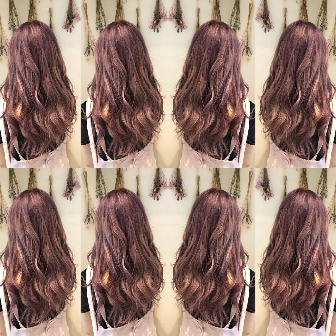 ロング カラー ヘアアレンジ パープルカラー 白髪ぼかしハイライト 茗荷谷駅徒歩2分のヘアスタイル