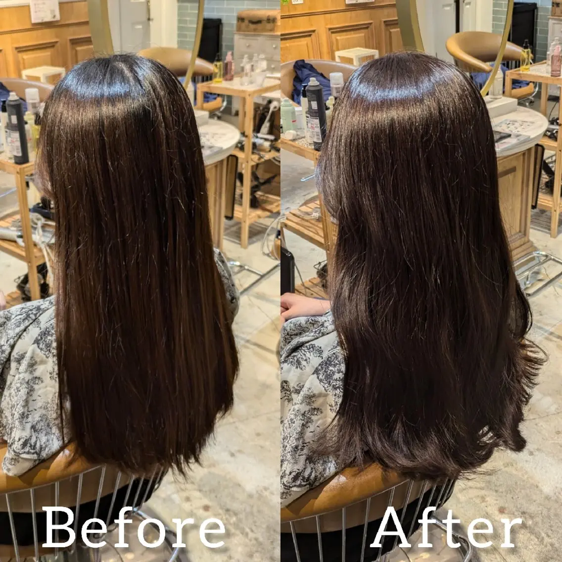 ロング ヘアカラー トリートメント 縮毛矯正/レイヤー 💎やまもとちひろのヘアスタイル