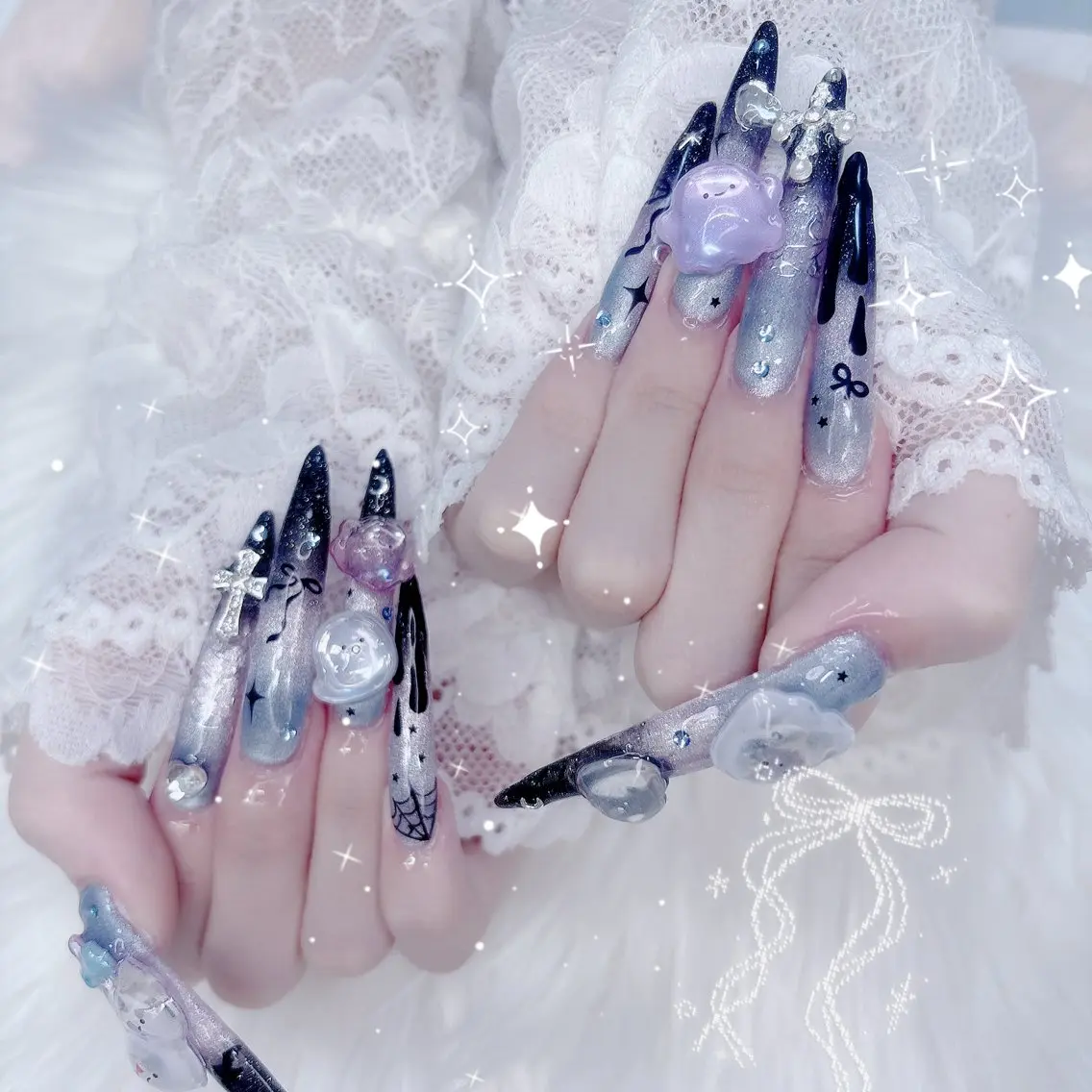 ネイル クリアネイル ハロウィン ロングネイル ネイルチップ ハンドネイル ハンドケア mini nailのネイルデザイン