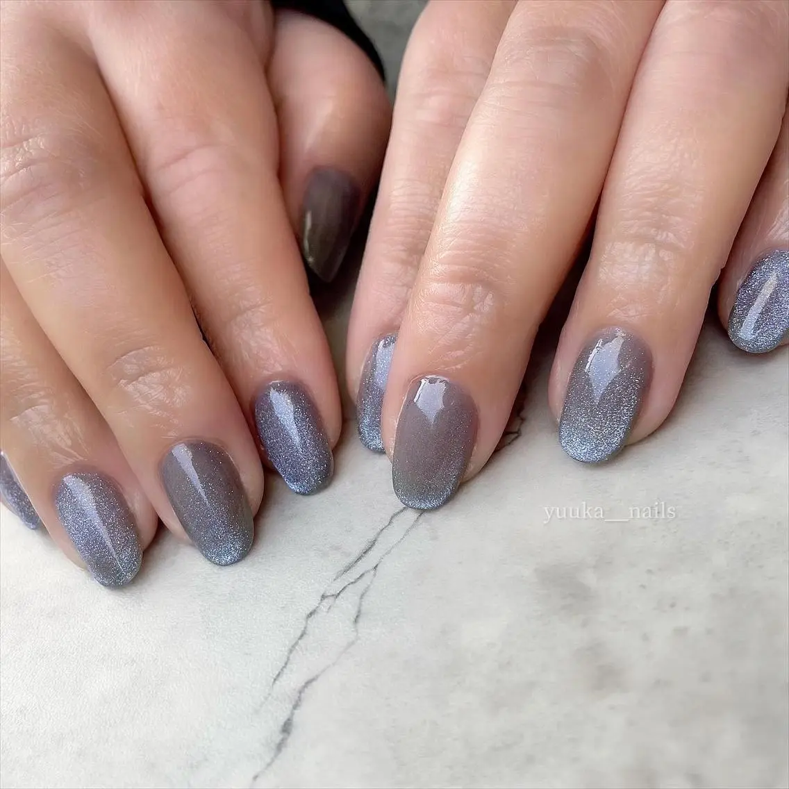 ネイル ブルー マグネットネイル ワンカラーネイル yuu nailのネイルデザイン