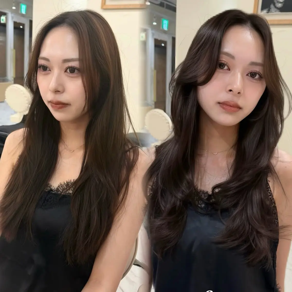 ロング カラー ヘアアレンジ ブラウンカラー くびれヘア ハイレイヤー レイヤーカット 梅田｜上品レイヤー RINAのヘアスタイル