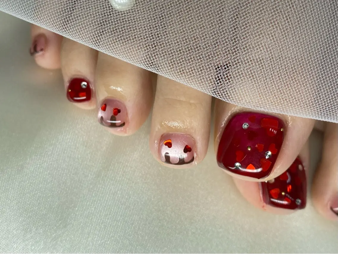 ネイル フットネイル ハート フットネイル Lee_ nailのネイルデザイン
