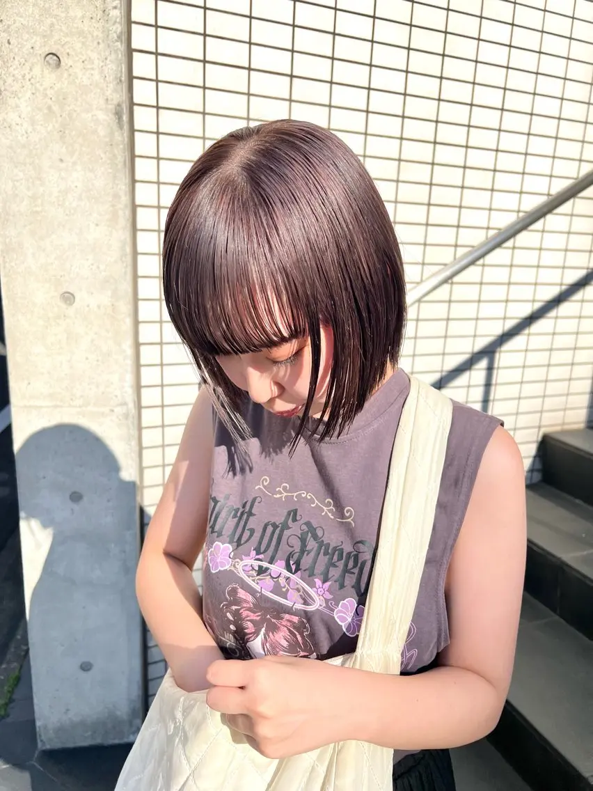 ミディアム カラー カット ヘアカラー トリートメント 宮川 日菜子のヘアスタイル
