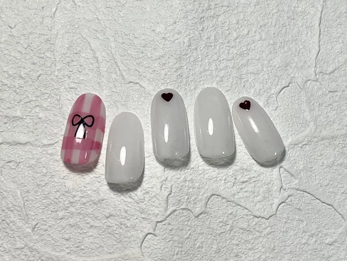ネイル ジェルネイル メンズネイル パラジェル バレンタイン ワンホンネイル kiki nail &brow二子玉川のネイルデザイン