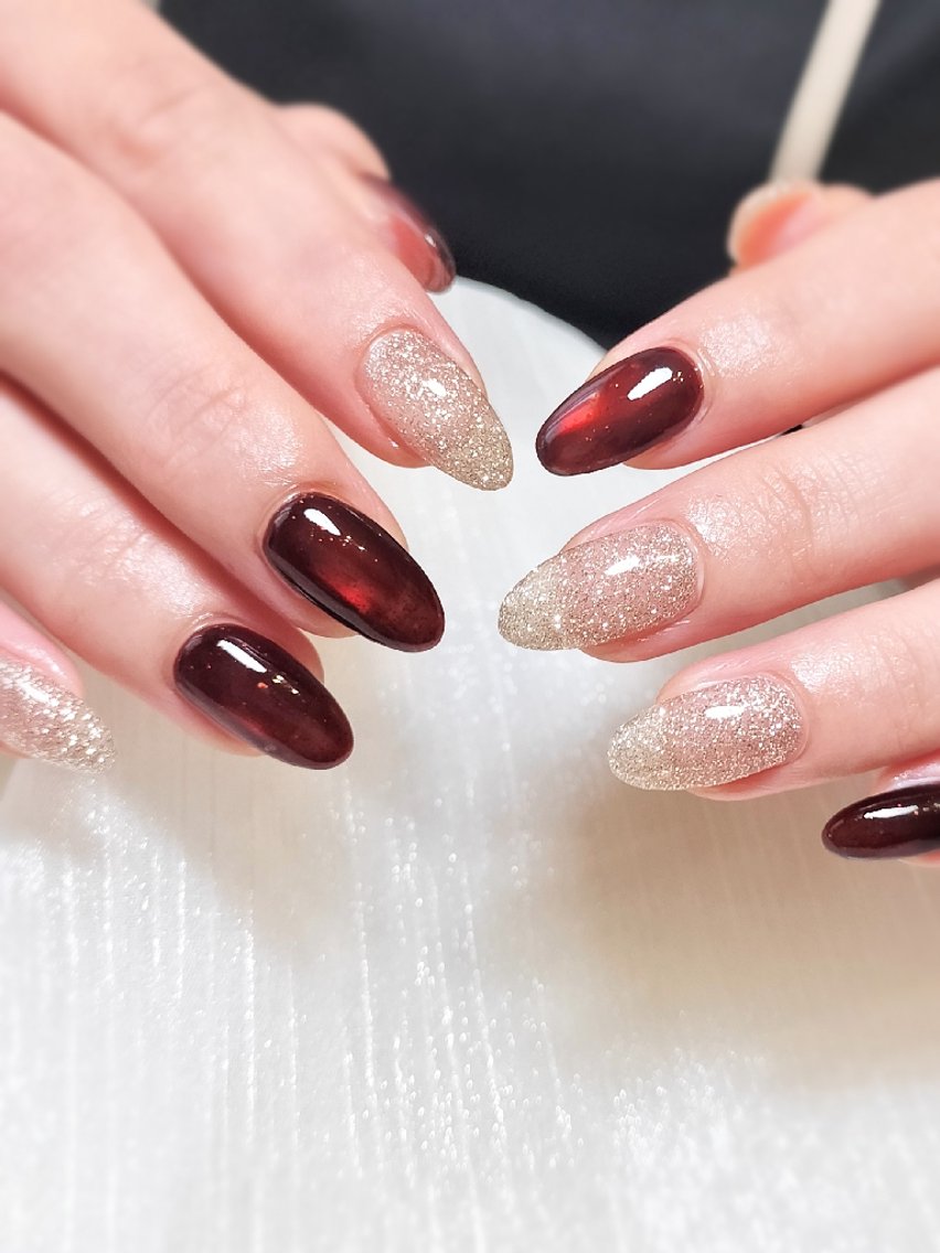 ネイル ブラウン ハンドネイル moff.(ﾓﾌ) nail salonのネイルデザイン