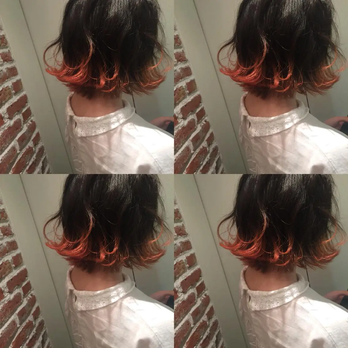 ショート カラー ブリーチ オレンジ ホワイト&レイヤーカ ットエクステ長畠俊輔のヘアスタイル