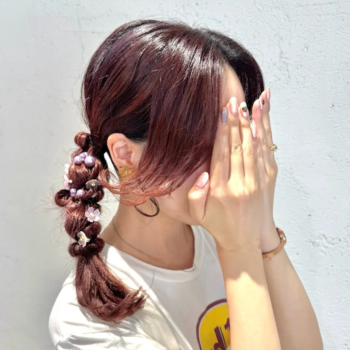 セミロング ヘアアレンジ ヘアセット ヘアメ🎀ハイトーン 🩵エクステ🪄しほのヘアスタイル