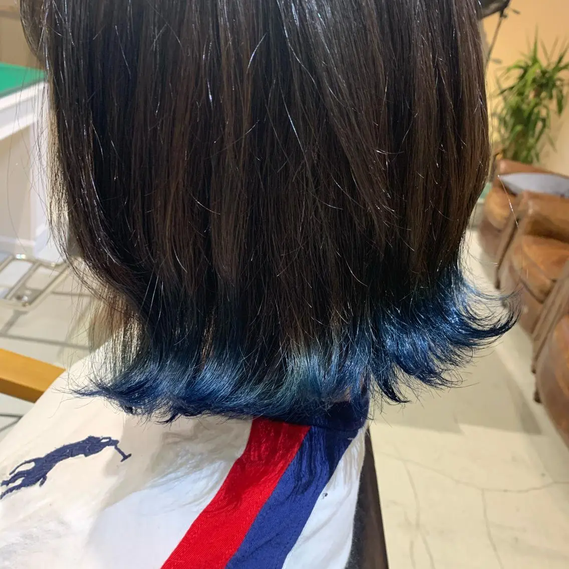 ミディアム カラー ブルーカラー "小顔カット" Fuko.のヘアスタイル