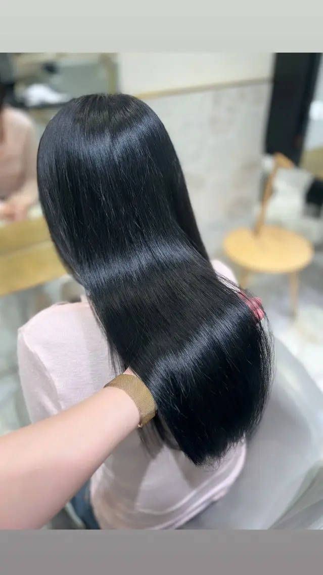 ロング カラー 黒髪 透明感カラー ヘアカラー 栄/透明感ツヤカラー /Kahoのヘアスタイル