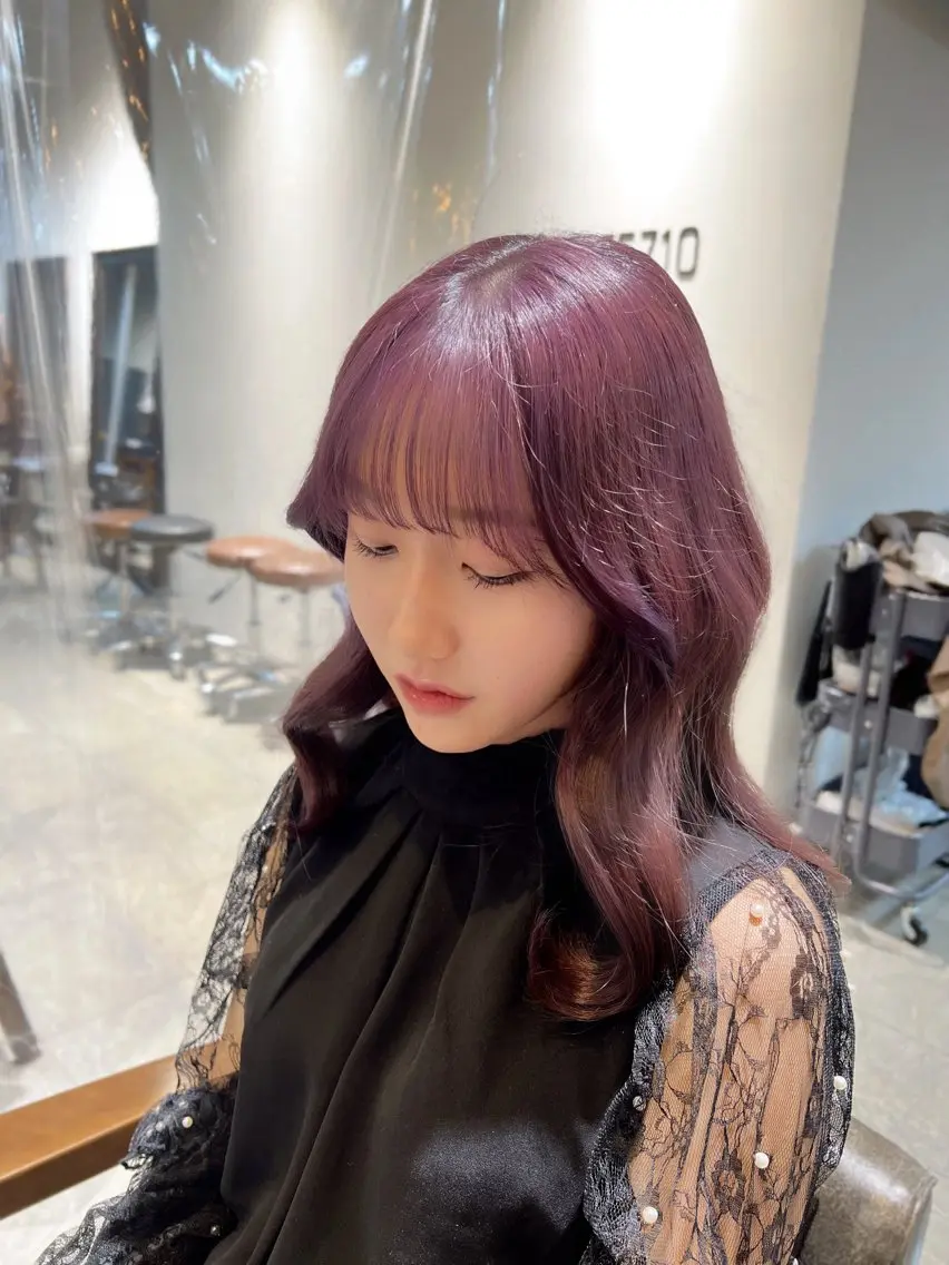 セミロング カラー ヘアアレンジ 🎀ハイトーン・艶 カラー HANA🎀のヘアスタイル