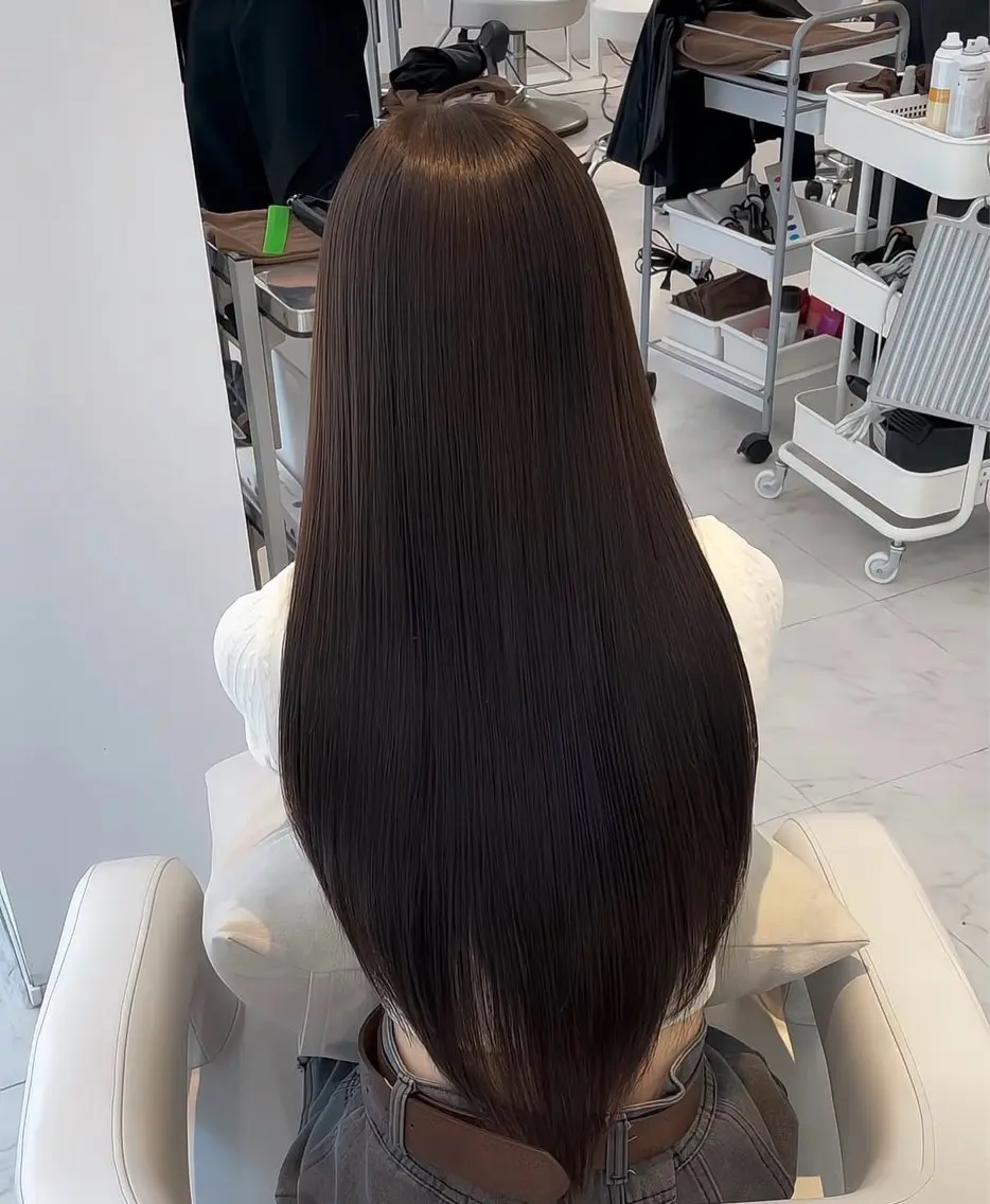 ロング カラー 顔周りカット ハッシュカット ハイレイヤー 髪質改善 韓国風ヘア ヘアカラー 韓国レイヤー/透明感 /髪質改善/アジキのヘアスタイル