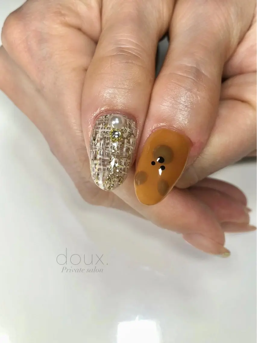 ネイル アニマル柄 ハート 韓国ネイル マグネットネイル ニュアンスネイル ハンドネイル doux. nailのネイルデザイン