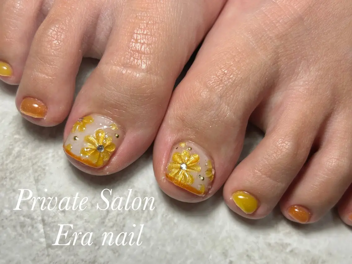 ネイル フラワーネイル フットネイル フットネイル Era nailのネイルデザイン