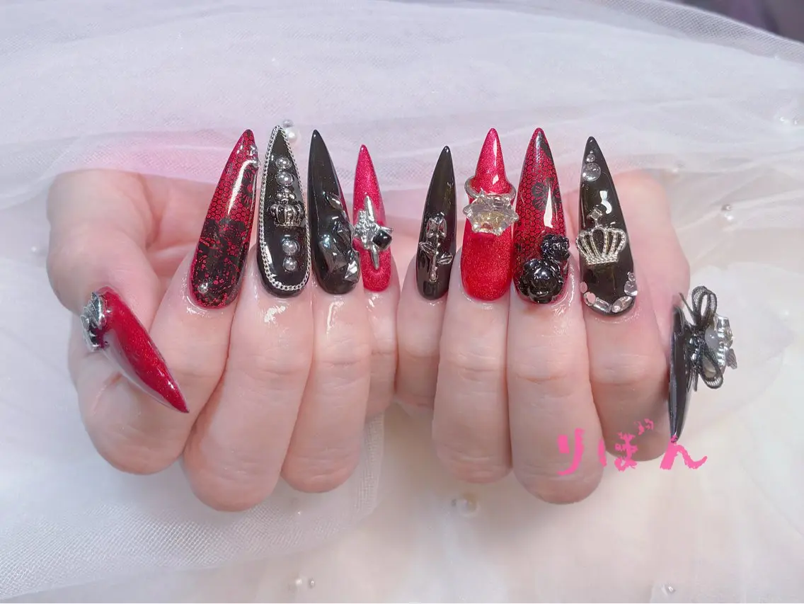 ロング ハンドネイル りぼん Re:Bonrのネイルデザイン